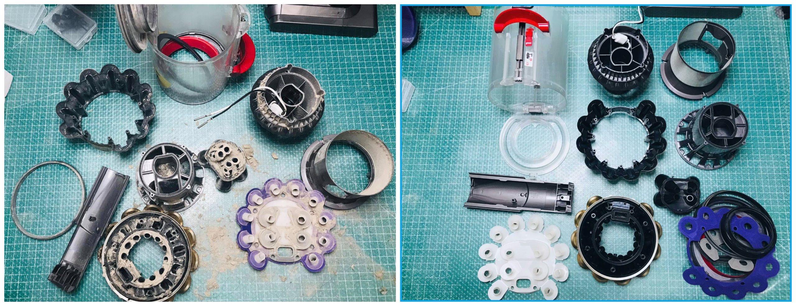 Trước và sau khi vệ sinh máy hút bụi dyson