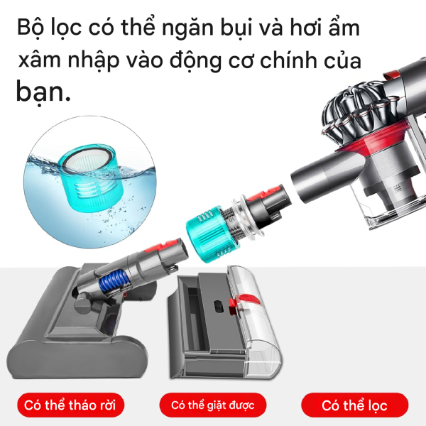 Frame-3579 Đầu lau sàn khô ướt cho Dyson V11, V15, Outsize, Gen5. Long Thịnh Tech Dyson