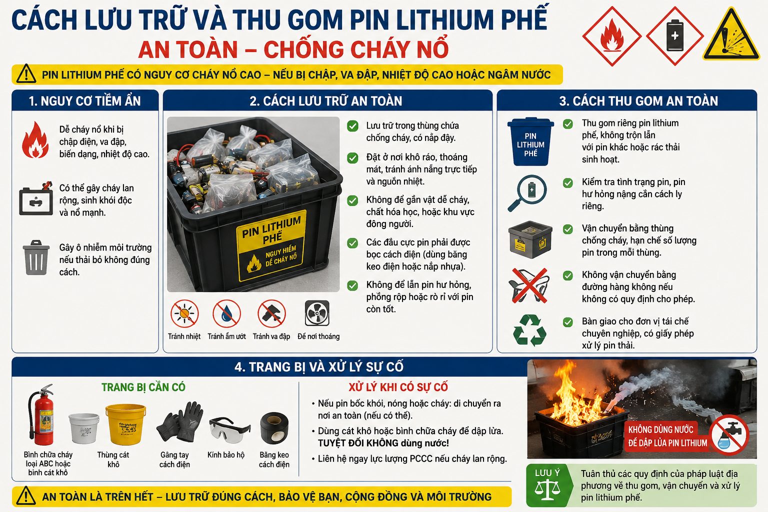 Cách lưu trữ và thu gom pin lithium phế an toàn, chống cháy nổ Long Thịnh Tech Dyson Cách lưu trữ và thu gom pin lithium phế an toàn, chống cháy nổ Long Thịnh Tech Dyson